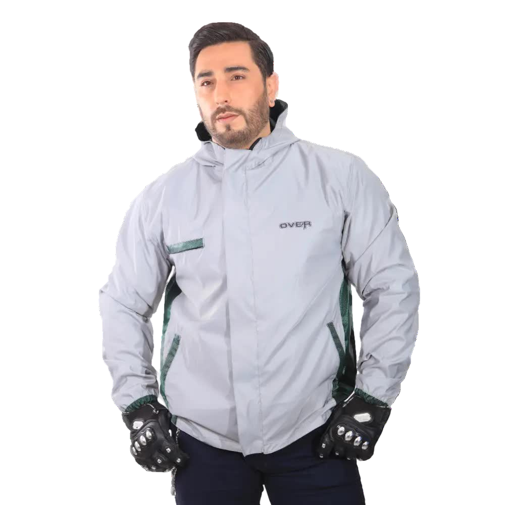 Chaqueta Impermeable Doble Faz Reflectiva Over 100% Verde