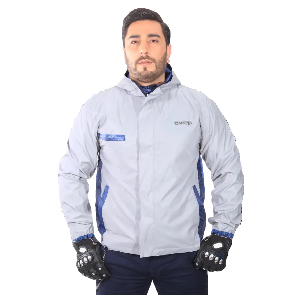 "Chaqueta Impermeable Doble Faz Reflectiva 100% Azul Petrolizado "