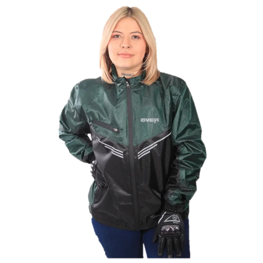 Chaqueta Impermeable Cortavientos Térmica Over Polar Verde Esmeralda Dama