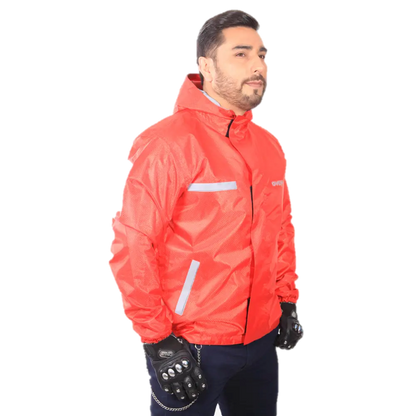 Chaqueta Impermeable Doble Faz Reflectiva Over 100% Roja