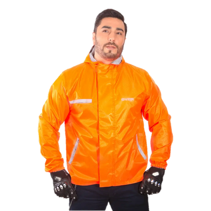 "Chaqueta Impermeable Doble Faz Reflectiva Over 100% Naranja "