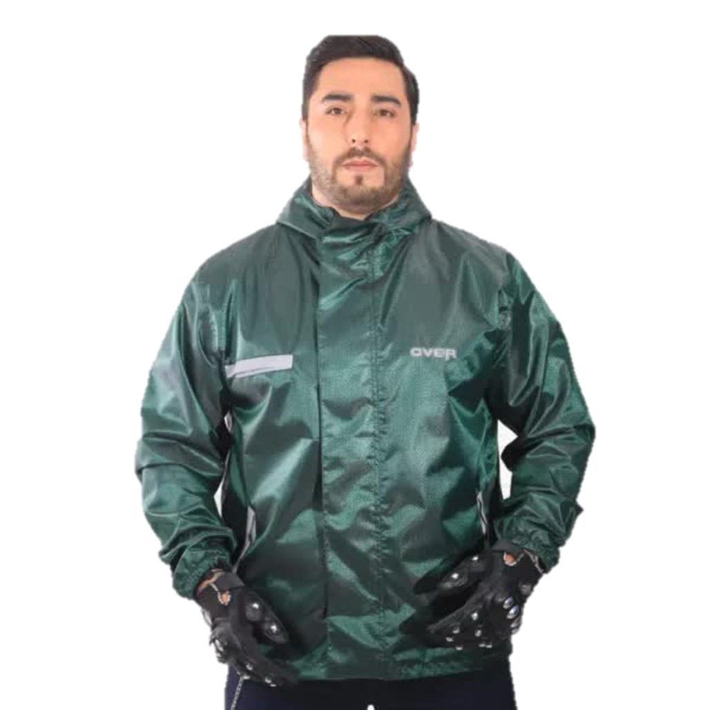 Chaqueta Impermeable Doble Faz Reflectiva Over 100% Verde