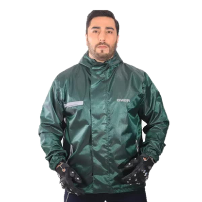 Chaqueta Impermeable Doble Faz Reflectiva Over 100% Verde