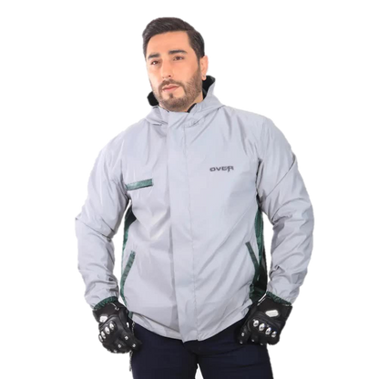 Chaqueta Impermeable Doble Faz Reflectiva Over 100% Verde