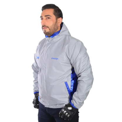 "Chaqueta Impermeable Doble Faz Reflectiva Over 100% Azul Rey "