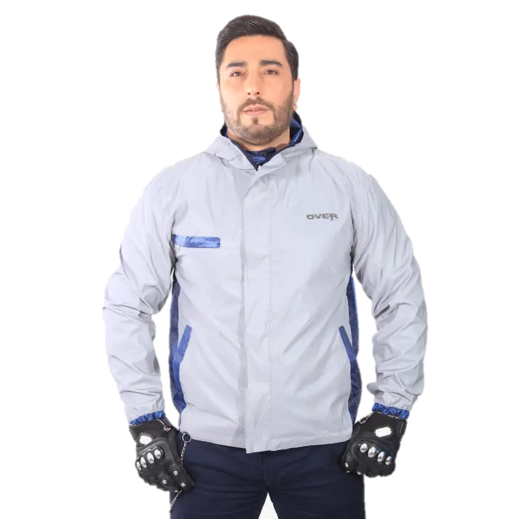 "Chaqueta Impermeable Doble Faz Reflectiva 100% Azul Petrolizado "