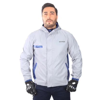 "Chaqueta Impermeable Doble Faz Reflectiva 100% Azul Petrolizado "