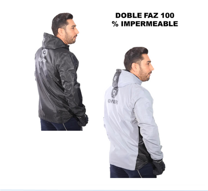 Chaqueta Impermeable Doble Faz Reflectiva 100% Negra